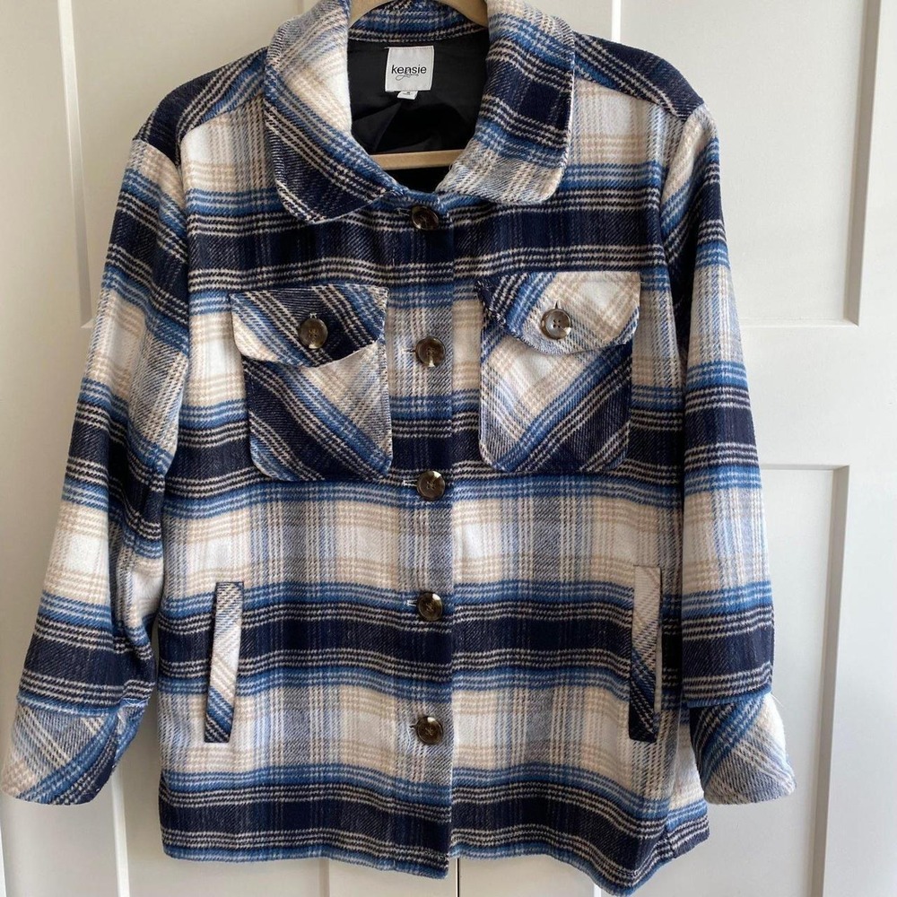 Kensie Shirt Shacket Plaid Outerwear Small Flannel Shirt Cabin Western R2